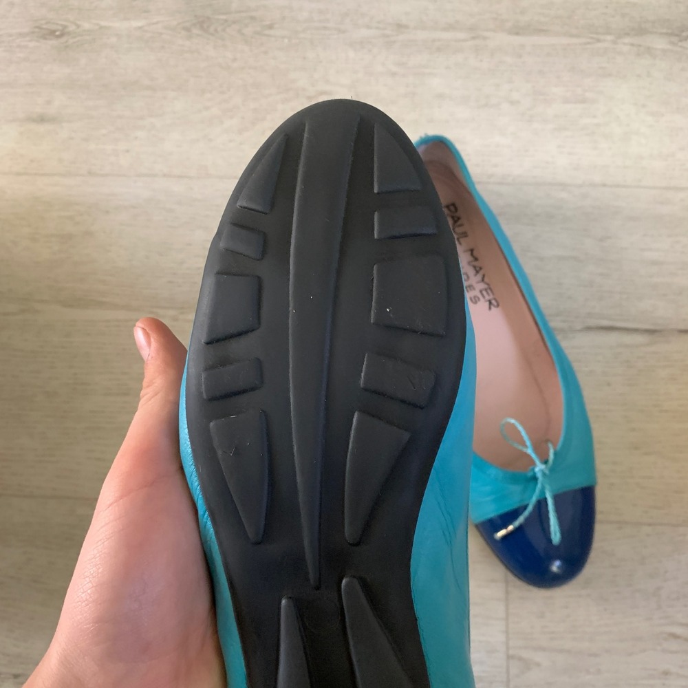 Paul Mayer Attitudes Turquoise Navy Blue Leather Ballet Flats Spain Size 10.5‎ B - Picture 8 of 10